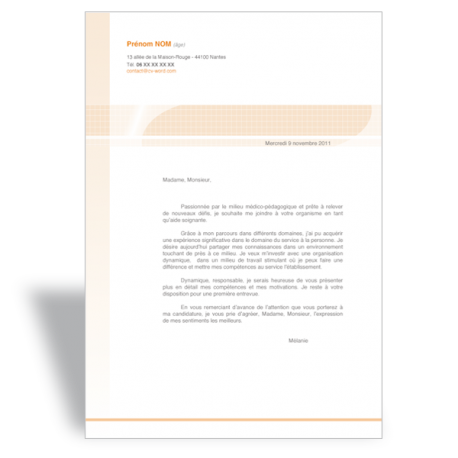 Exemple de modèle lettre de motivation Aide Soignante