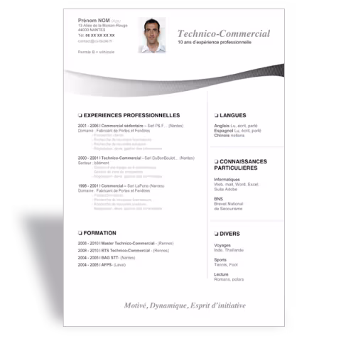 Modèle CV Word Technico-Commercial