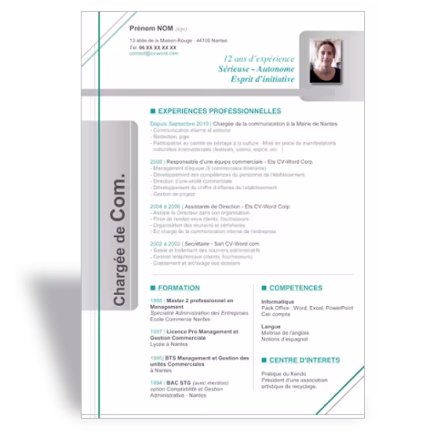Modèle CV Word Chargé de communication
