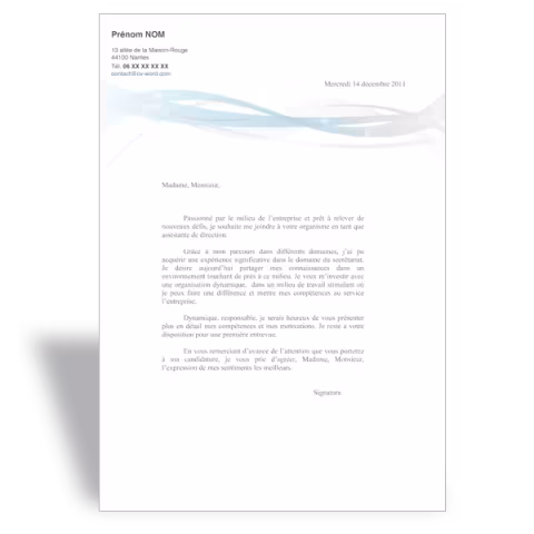 Lettre de motivation Assistante de Direction