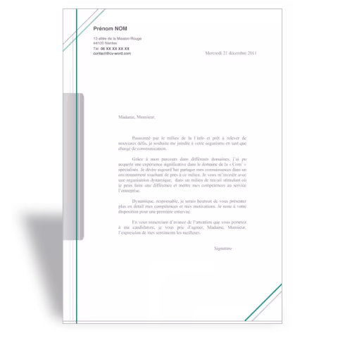 Lettre de motivation chargé de communication