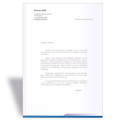Modèle lettre de motivation design