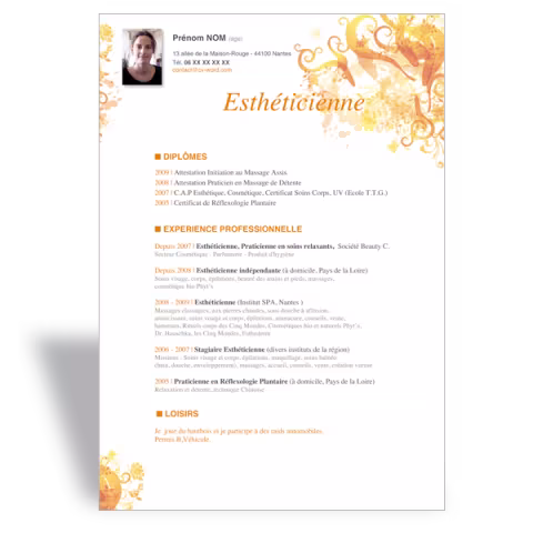 Modèle CV Word Esthéticienne IV