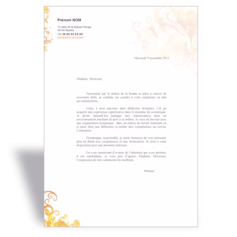 Lettre de motivation Esthéticienne IV