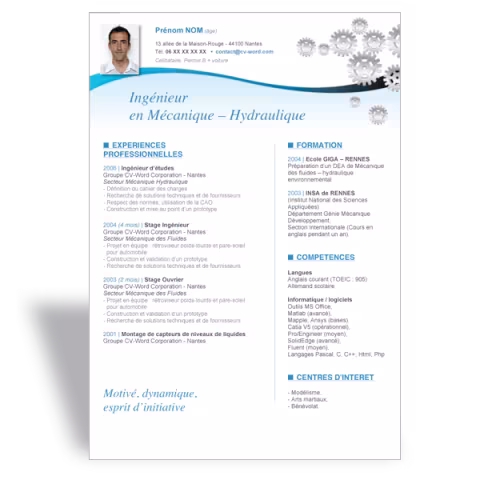 Modèle CV Word Ingénieur