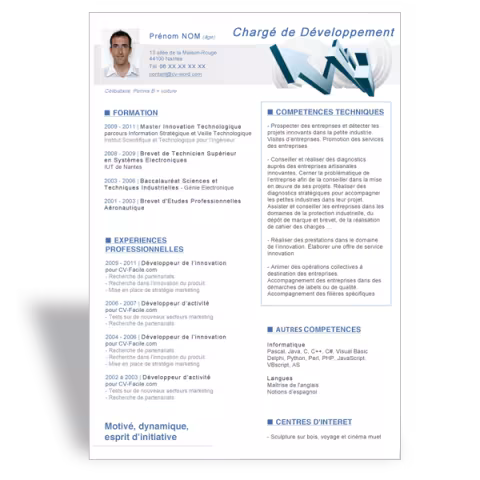 Modèle CV Word Chargé de Développement II