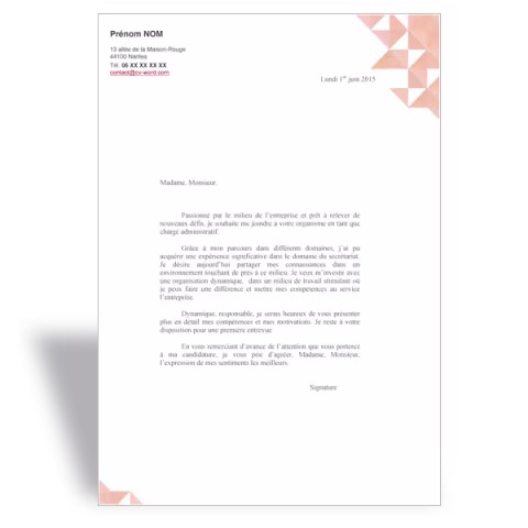 Modèle de lettre de motivation administratif - Rouge