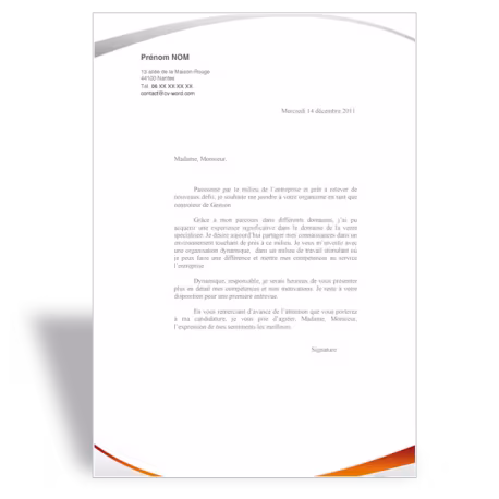 Lettre de motivation Assistante de Gestion (orange)