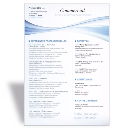 Modèle CV Word Commercial confirmé