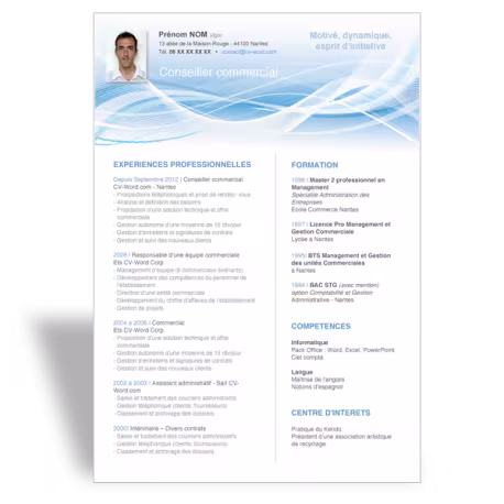 Exemple Modèle CV Word Conseiller commercial