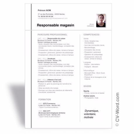 Modèle CV Word classique