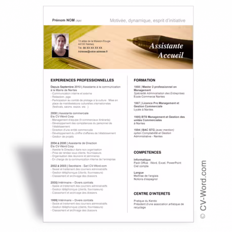 Modèle CV Word moderne 