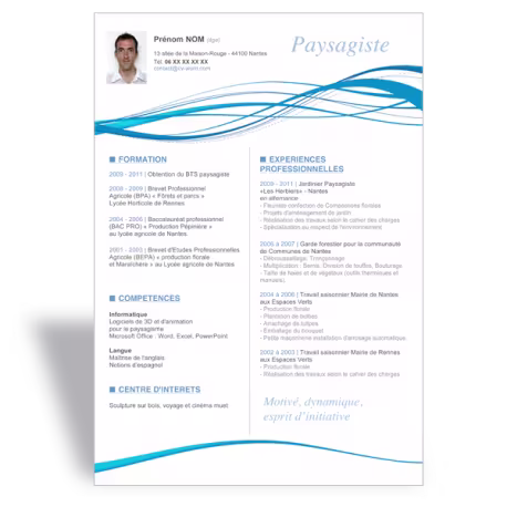 Modèle CV word original Paysagiste