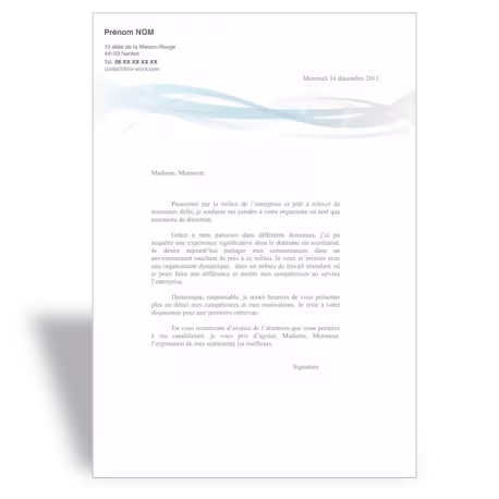 Lettre de motivation Assistante de Direction