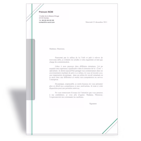Lettre de motivation chargé de communication