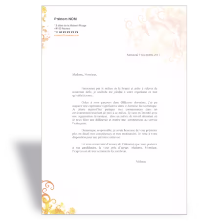 Lettre de motivation Esthéticienne IV