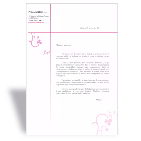 Lettre de motivation Esthéticienne