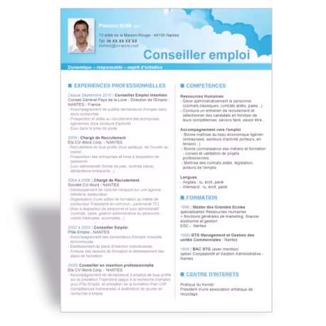 Modèle CV Word Conseiller Emploi