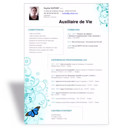 Modèle CV Word Auxiliaire de Vie