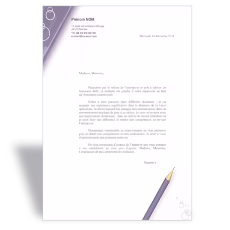 Modèle lettre de motivation assistante commerciale