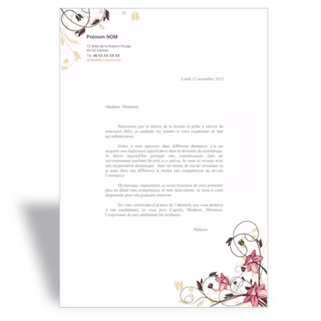 Modèle lettre de motivation Esthéticienne V