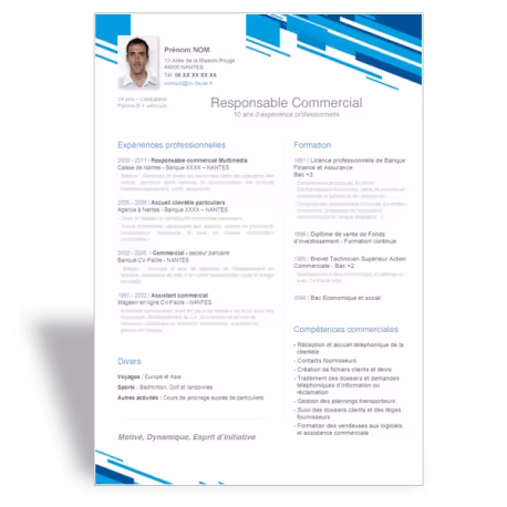 Modèle CV Word Responsable commercial