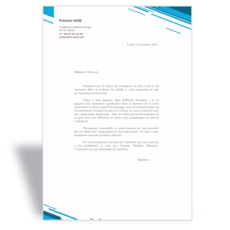Lettre de motivation Responsable Commercial
