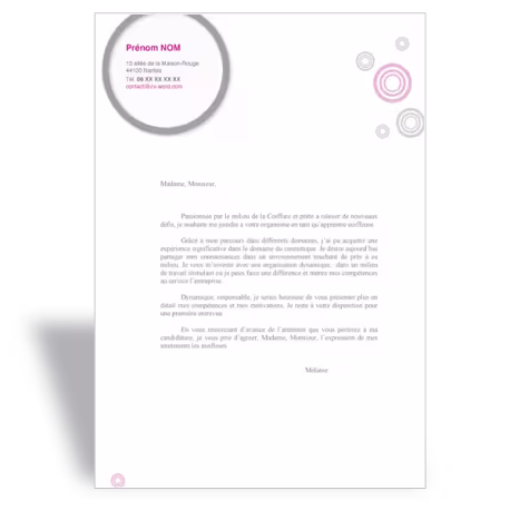 Lettre de motivation Coiffeuse