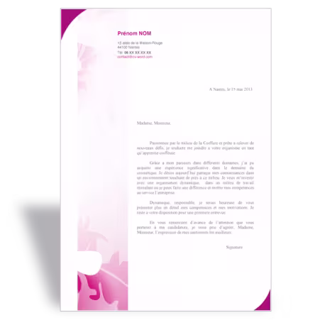 Lettre de motivation Apprentie Coiffeuse