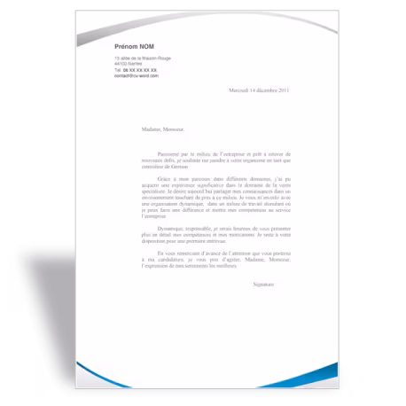 Lettre de motivation Assistante de Gestion (bleu)