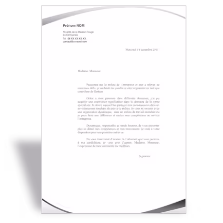Lettre de motivation Assistante de Gestion (noir)